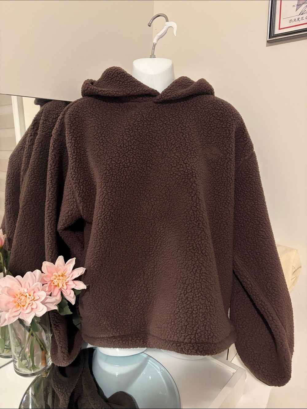 Aritzia POLAR TECH Hooded Sweater - Rich Mocha Brown